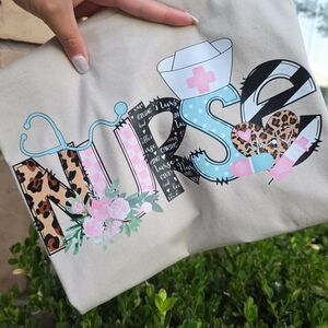 Gildan Beige Nurse Graphic Tee